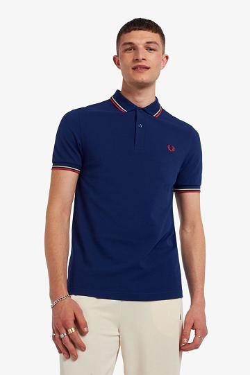 Navy Fred Perry M3600 Men's Polo Shirts | PH 1419QMAZ